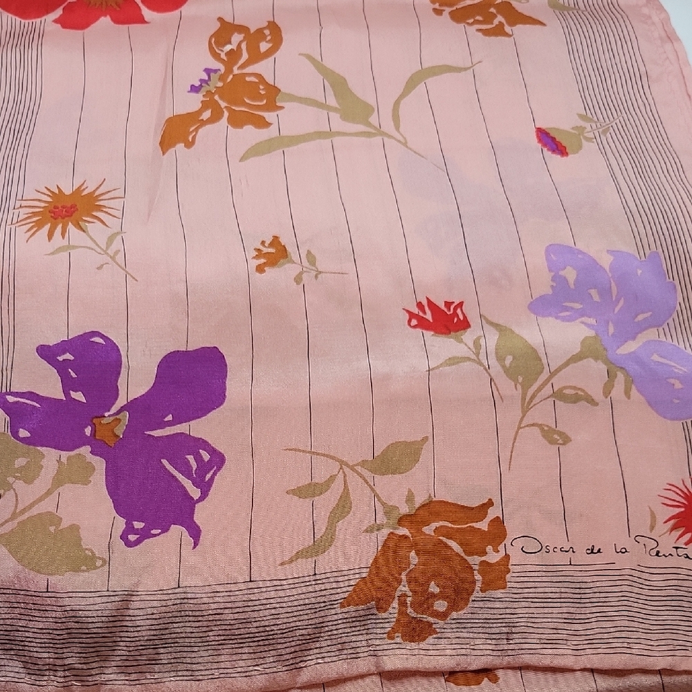 Vintage Oscar de la Renta Pink Floral Scarf